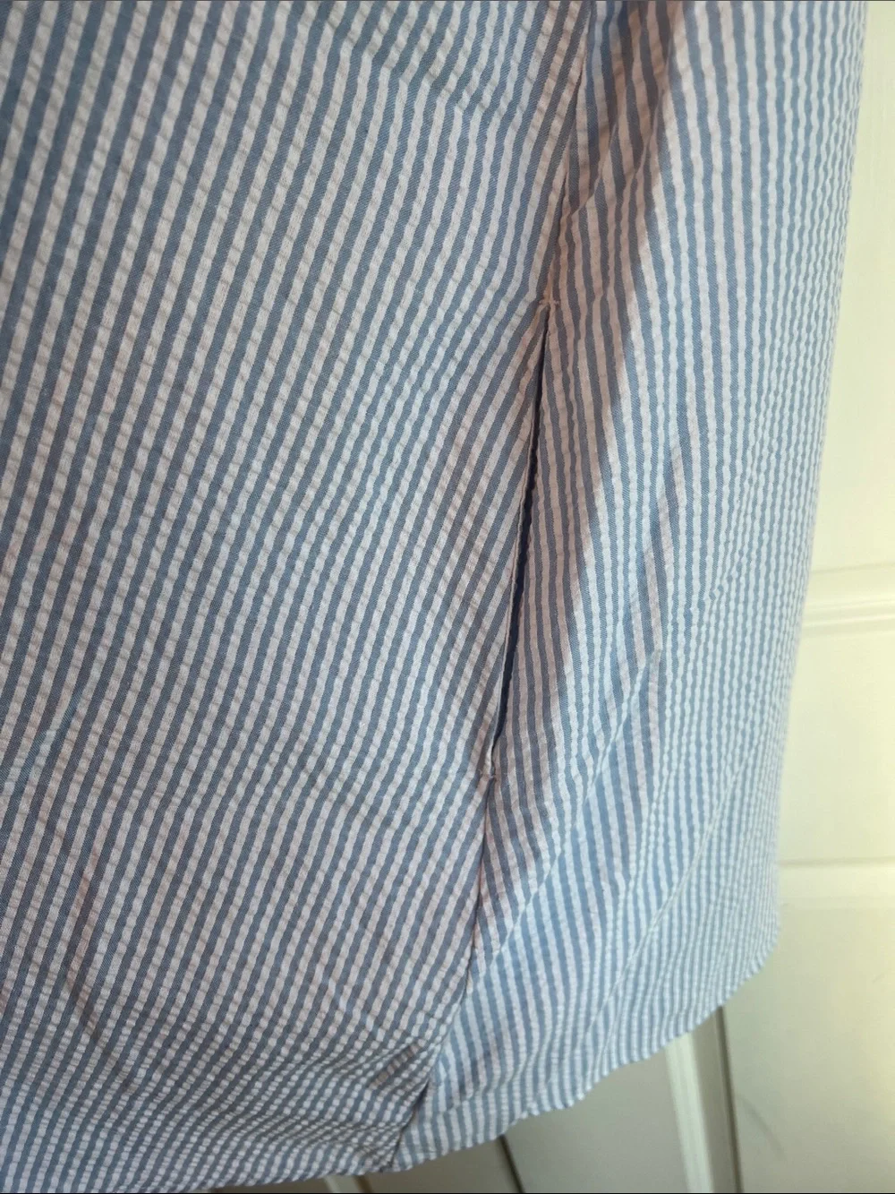 Time and Tru Light Blue and White Striped Ruffle-Trim Cap Sleeve Shift Dress - Picture 5 of 6